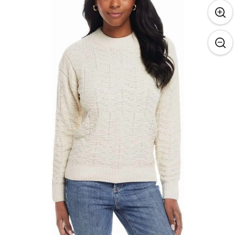 NWT Weatherproof Vintage Women's Chenille Holiday Pullover Sweater Cream Large